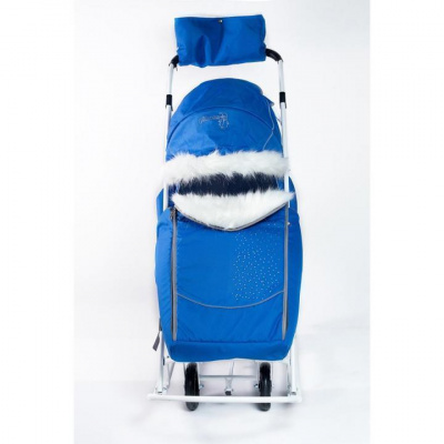 Коляска прогулочная к комплекте с полозьями Pikate "Снеговик" цвет василек