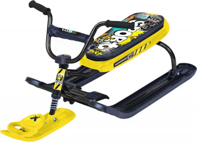 Снегокат "Ника-джамп" граффити на желтом (черный каркас)