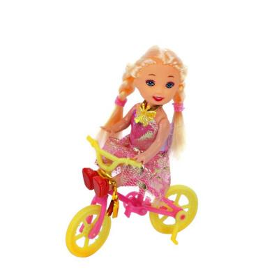 Набор кукол Dolly Toy "Путешественница"(9см.велосипед,слоник,сумочка,цветок)