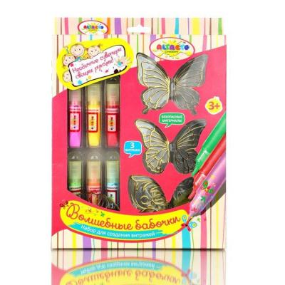 Набор для создания витражей Altacto Creative"Волшебные бабочки"(6 витражей,6красок)