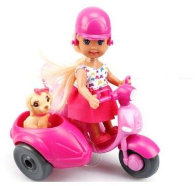 Кукла K080181 с мотоциклом и собачкой, с аксессуарами, в коробке 16*10,5*16см