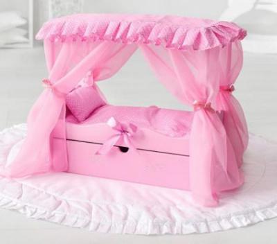Кроватка с царским балдахином,с постельным бельем,ящиком (коллекция "Diamond princess")розовая