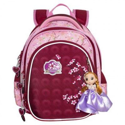 Рюкзак школьный ортопедический для девочки Across розовый с брелком-куклой - фото