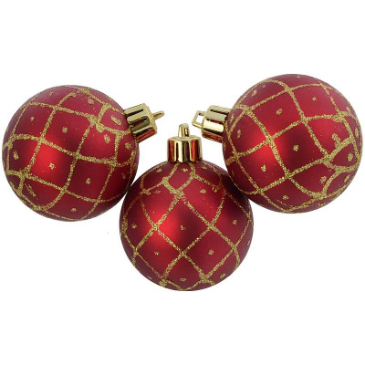 Набор новогодних игрушек,3шт красн.,золотой