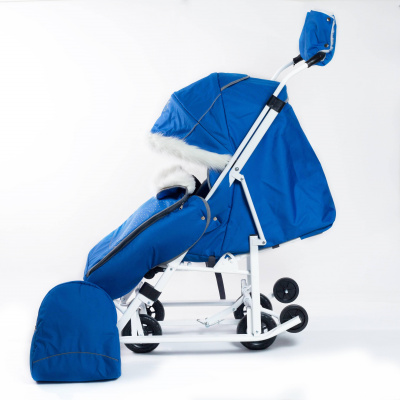 Коляска прогулочная к комплекте с полозьями Pikate "Снеговик" цвет василек