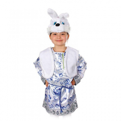 Карнавальный костюм "Зайчонок Ванятка" (маска, жилет, рубашка) сатин р.32																														