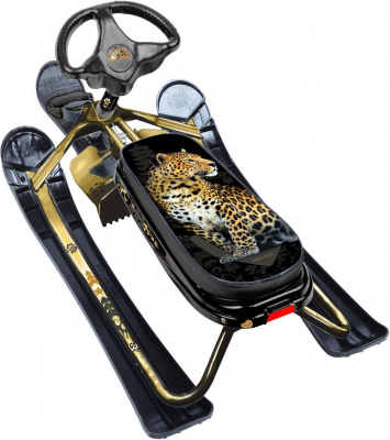 Снегокат "Ника кросс" с леопардом каркас золотистый