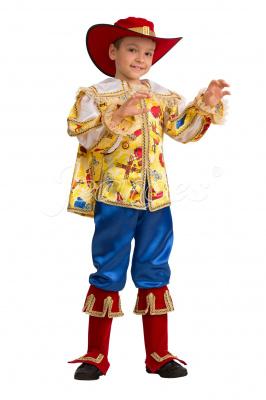 Карнавальный костюм «Кот в сапогах сказочный» (камзол с плащом, брюки с сапогами, шляпа), размер 26