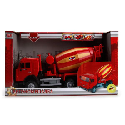 Машина "Технопарк" на таб. Бетономешалка,свет+звук открыв.двери мет.12 см
