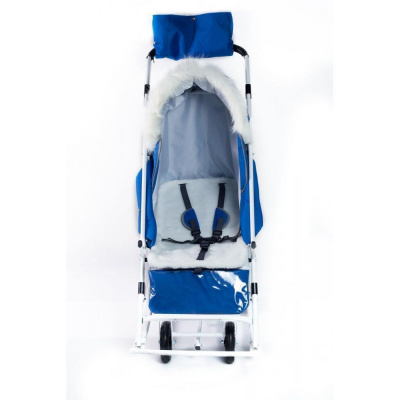 Коляска прогулочная к комплекте с полозьями Pikate "Снеговик" цвет василек
