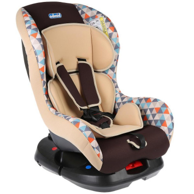  Автокресло гр.0+.1/0-18кг/0-4лет, со вкладкой,принт треугольники,с базой,беж Emily KRES2701