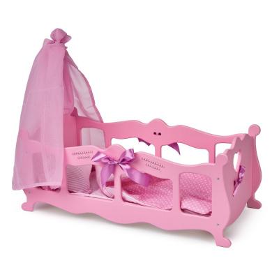 Кроватка(колыбелька)с постельным бельем и балдахином (коллекция "Diamond princess")розовая