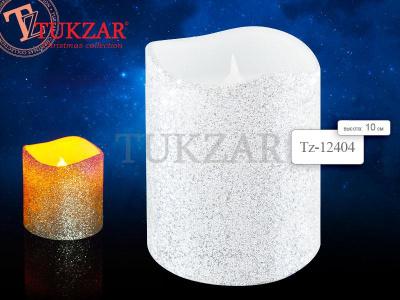 Светодиодная свеча 10х7.5 см серебрянный белый цвет TZ 12404