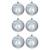 Набор шаров "Сноу Бум" 6 шт, 8 см, пластик, серебро с декором