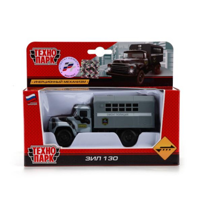 Машина"Технопарк"металл.инерц.ЗИЛ 130. Будка ОМОН. открыв.дверь  Х600-Н09130-R
